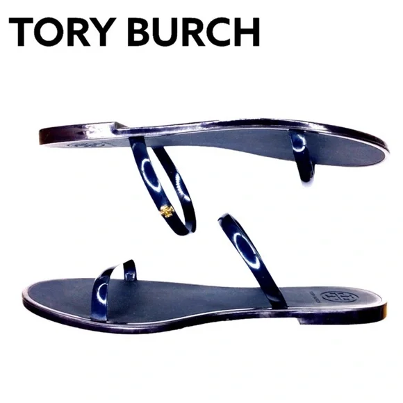 Tory Burch Women’s Navy Slip On Two Strap Jelly Slide Size 9M - Picture 4 of 6